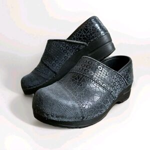 Sanita Womens Annabelle Leather Patchwork Navy Clogs 37 Nurse Medical Comfort